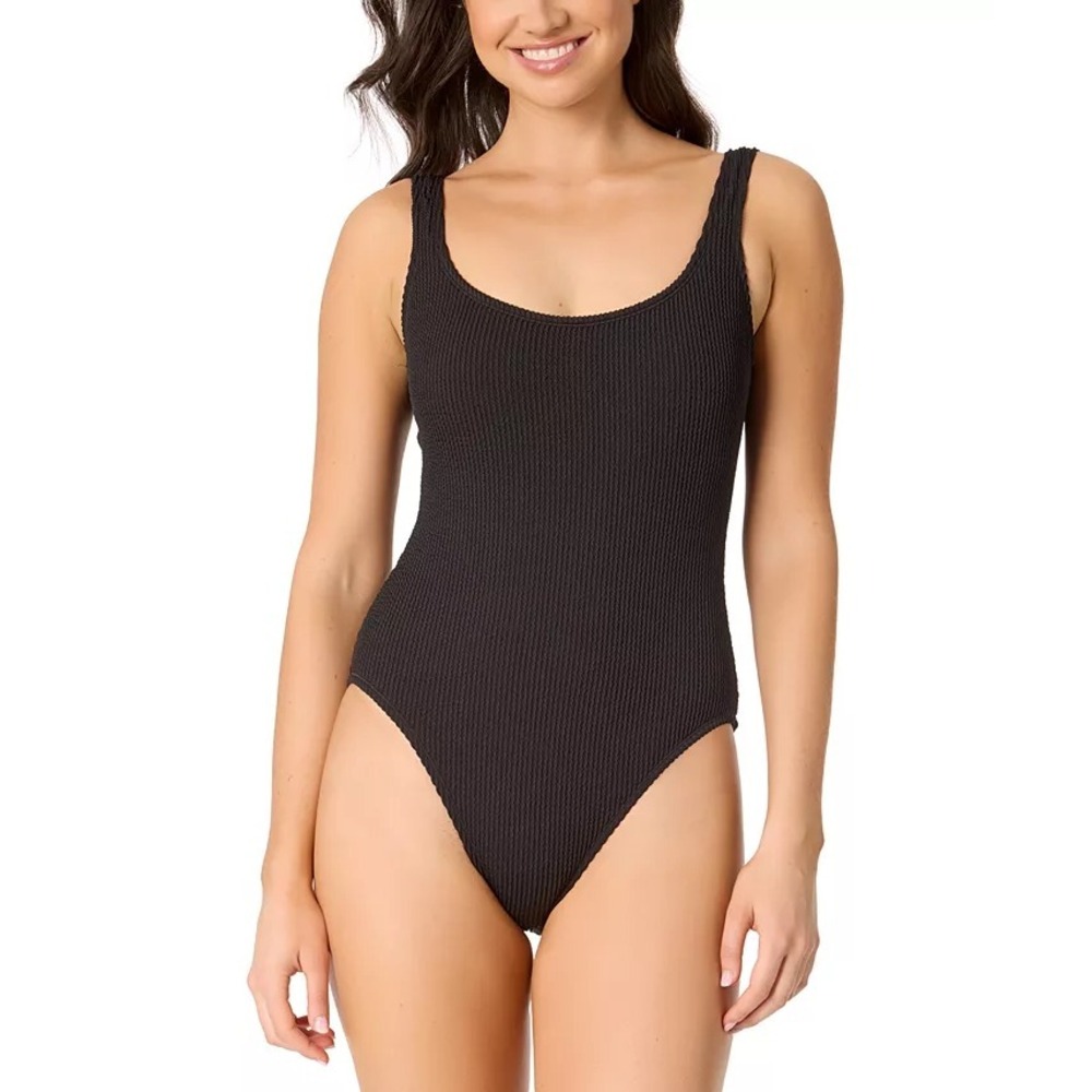 Salt + Cove Juniors Size Small Mint Tea Rib Scrunch One-Piece Swimsuit Black 759